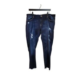 KanCan Womens Distressed Skinny Jeans Dark Wash 2XL